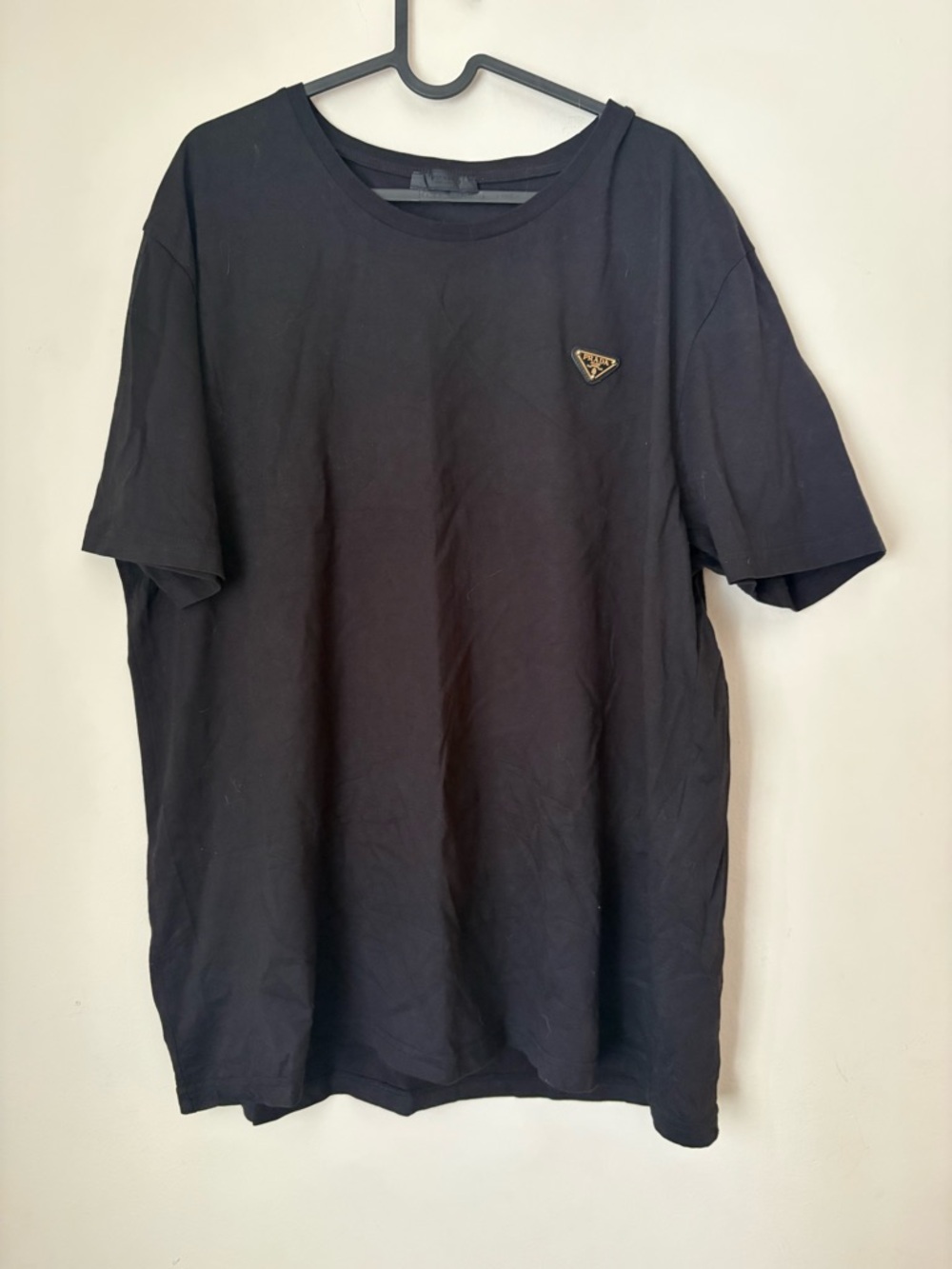 Prada Black Crewneck T-Shirt with Triangle Logo Patch XXL - Picture 3 of 6